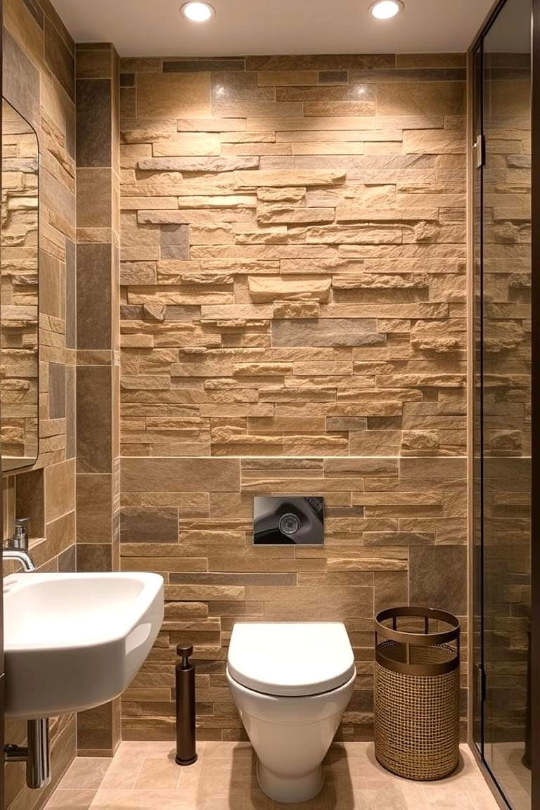 Natural Stone for Earthy Elegance - 24 Bathroom Accent Wall Ideas
