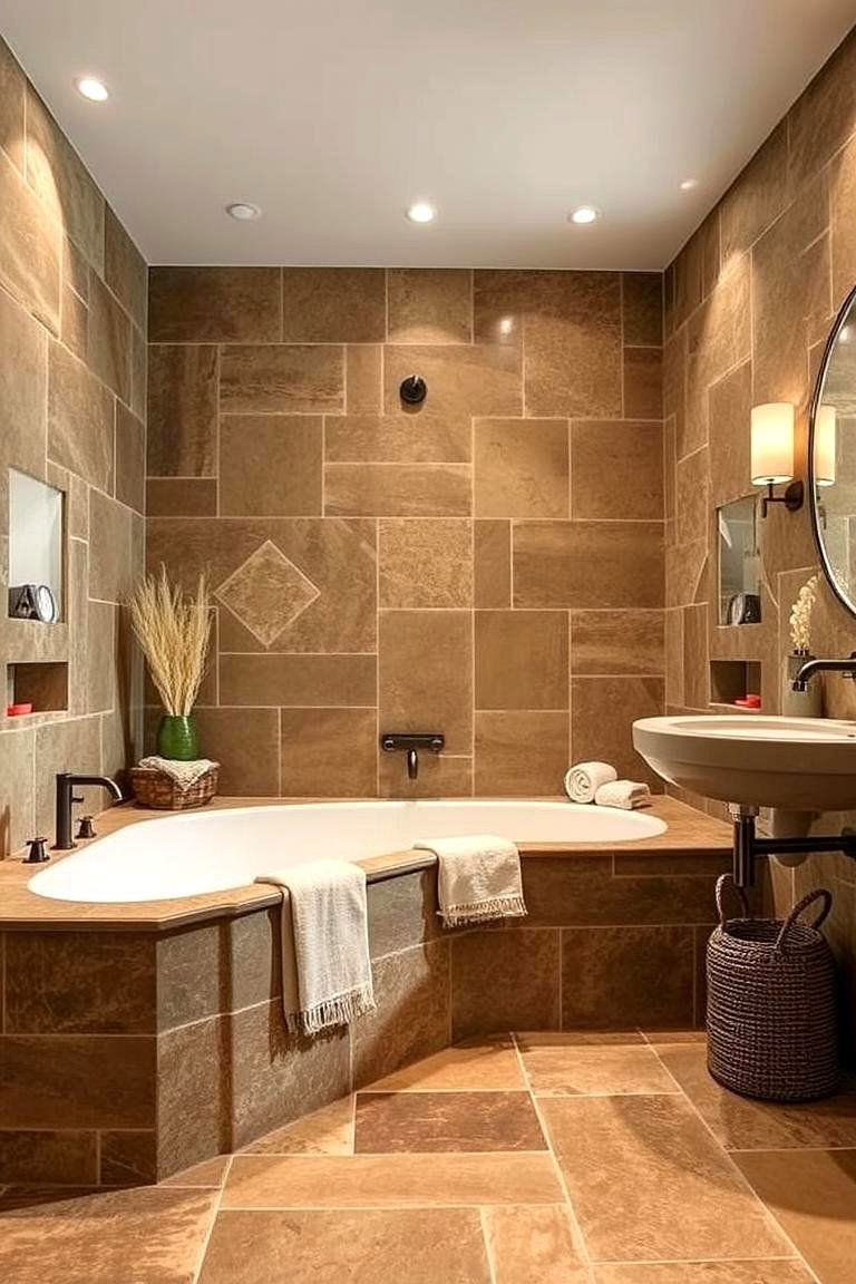 Natural Stone for a Rustic Vibe - 24 Bathroom Backsplash Ideas