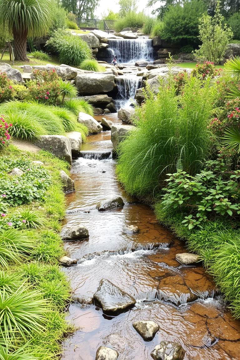 Natural Stream with Waterfall - 24 Backyard Waterfall Ideas