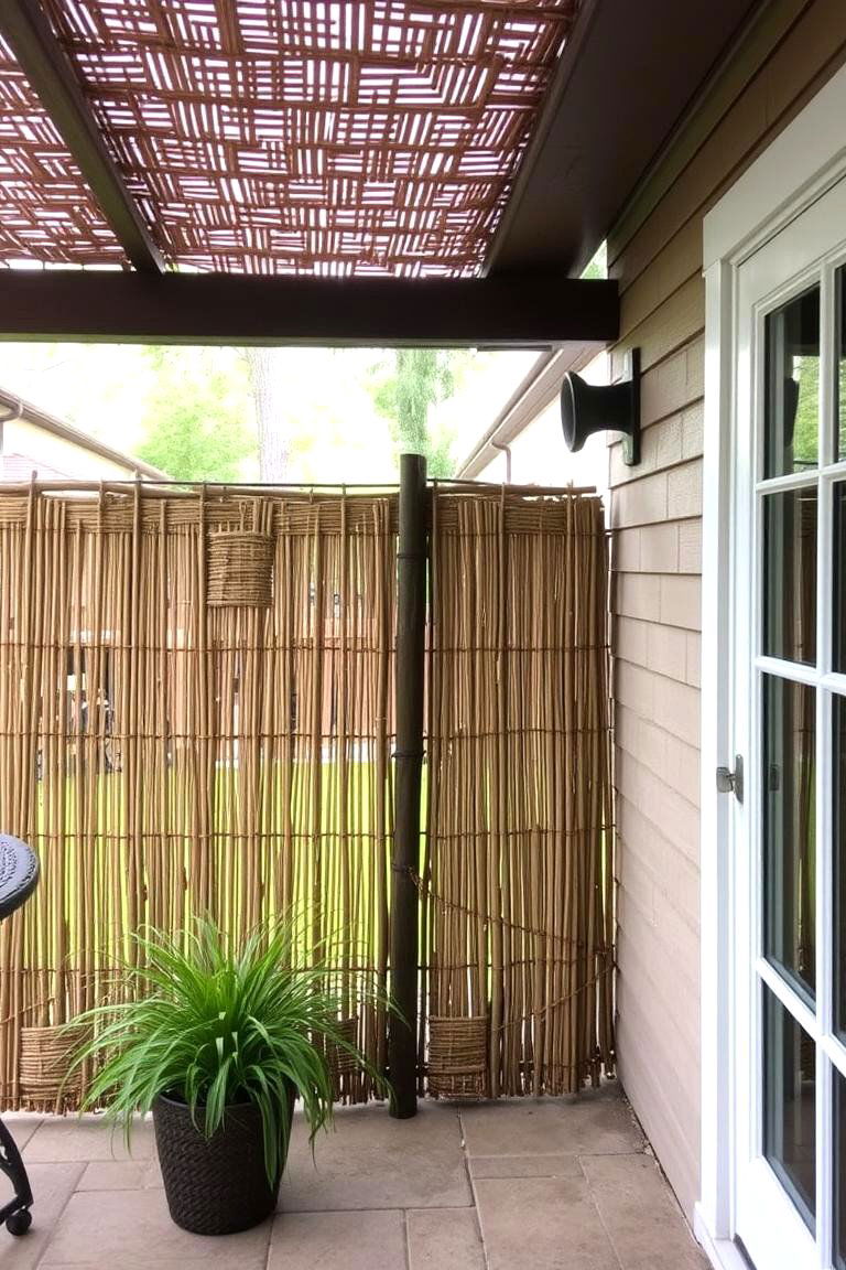 Natural Texture with Woven Fencing - 24 Privacy Patio Ideas