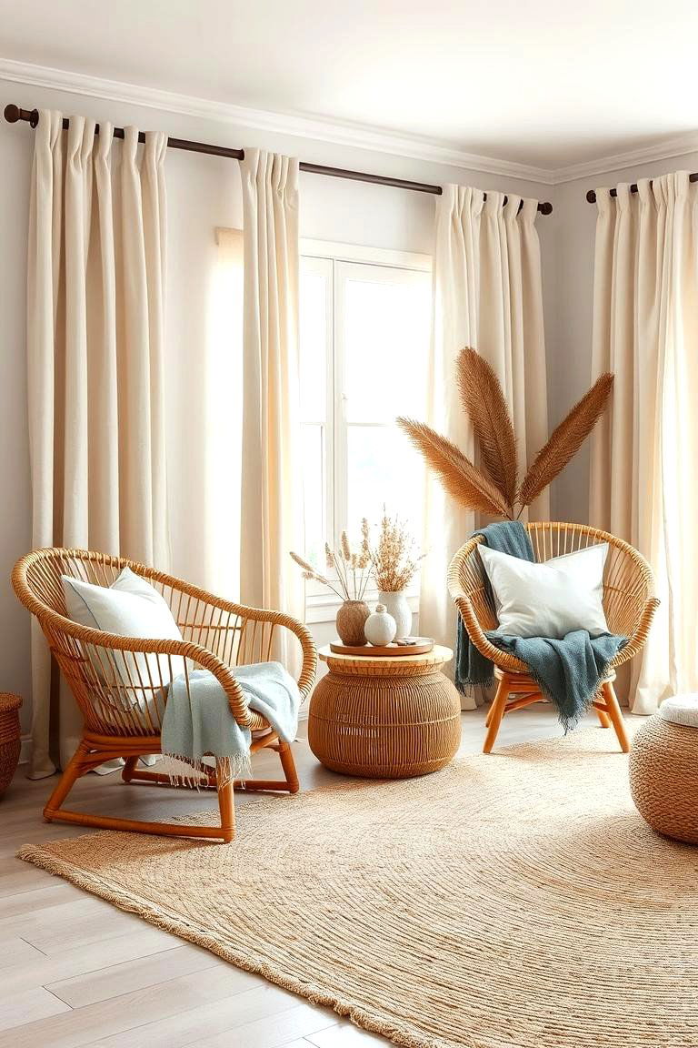 Natural Textures Everywhere - 24 Neutral Boho Living Room Ideas
