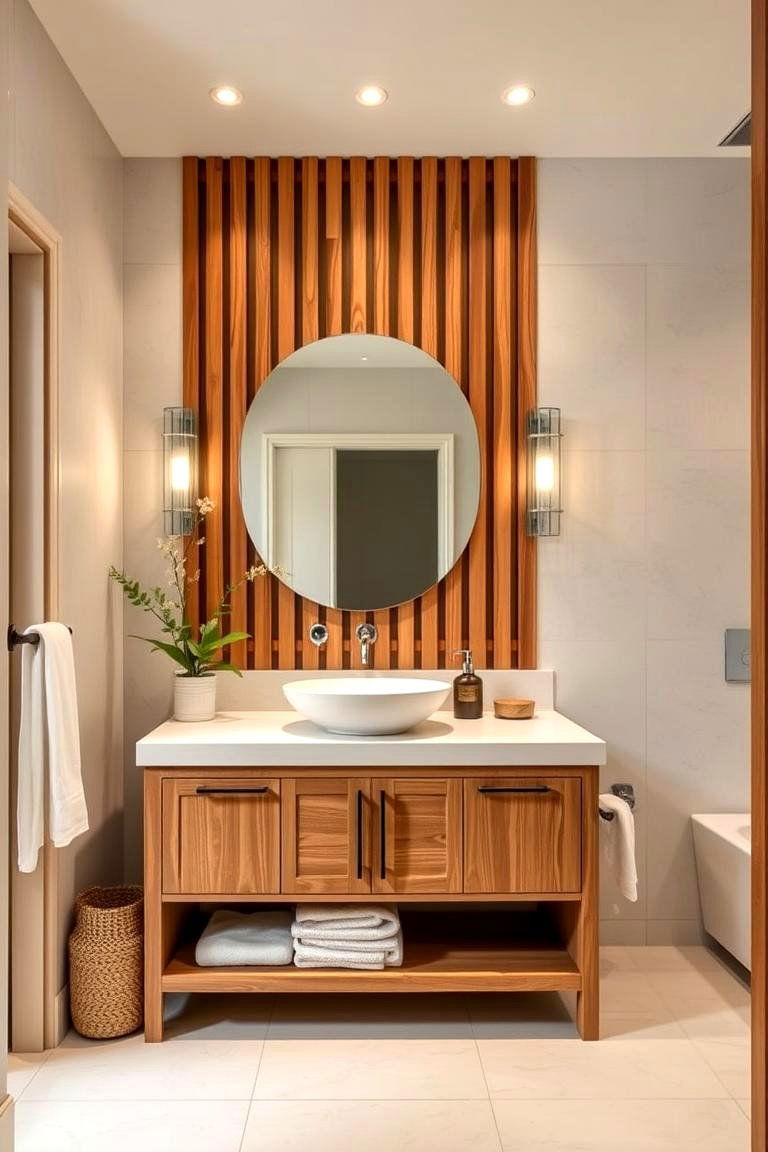 Natural Touch in a Bathroom - 24 Wood Accent Wall Ideas