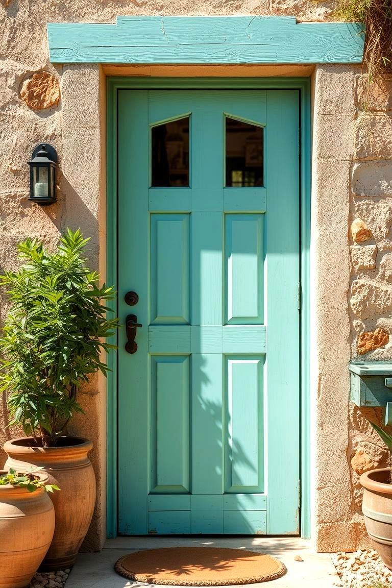 Natural Turquoise Harmony - 24 Turquoise Front Door Ideas
