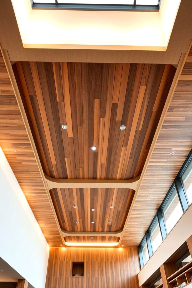 Natural Wood Accent Reverse Tray Ceiling - 24 Reverse Tray Ceiling Ideas