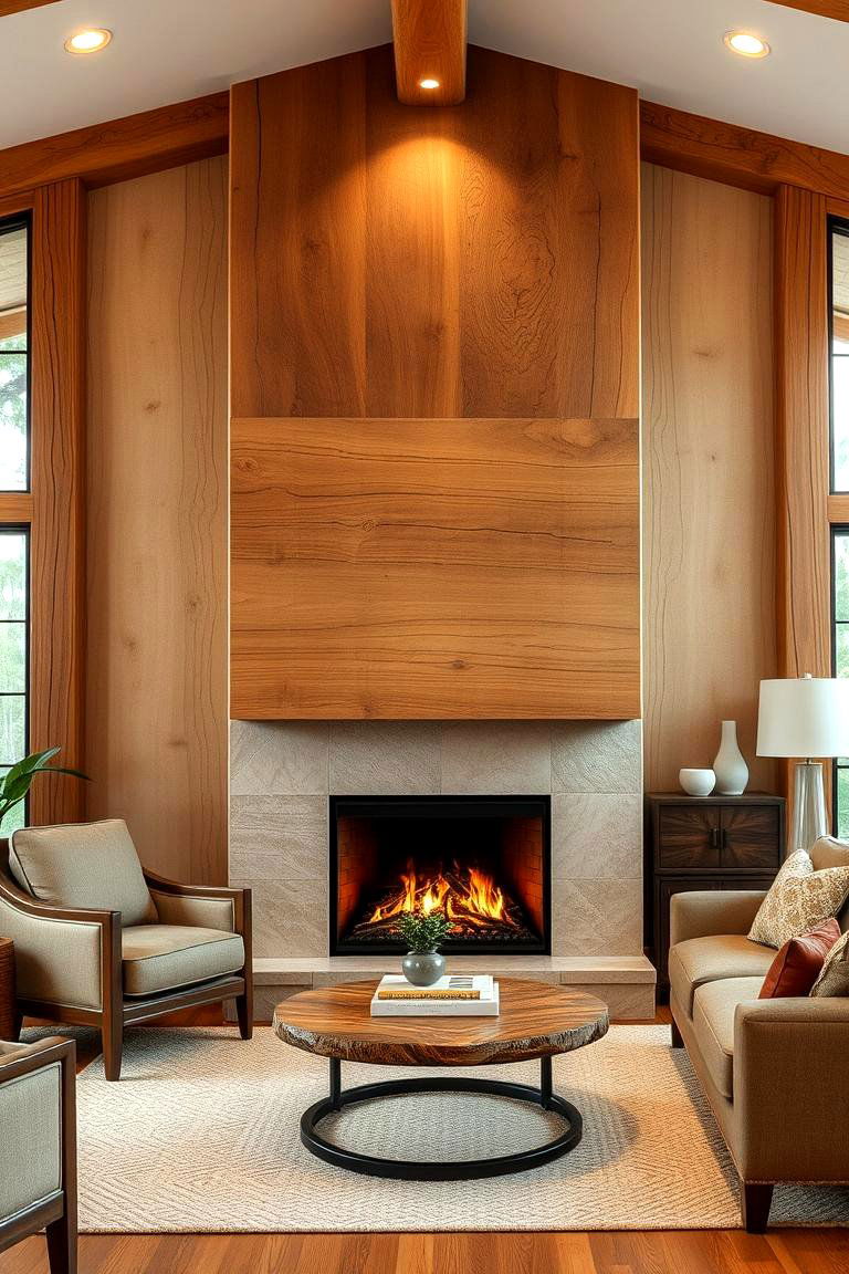 Natural Wood Accents - 24 Mid-century Modern Fireplace Ideas