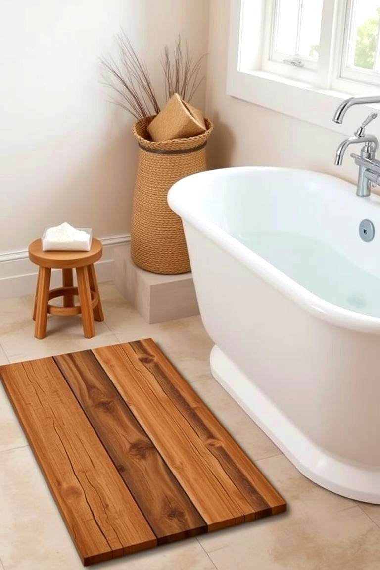 Natural Wood Accents - 24 Romantic Bathroom Ideas
