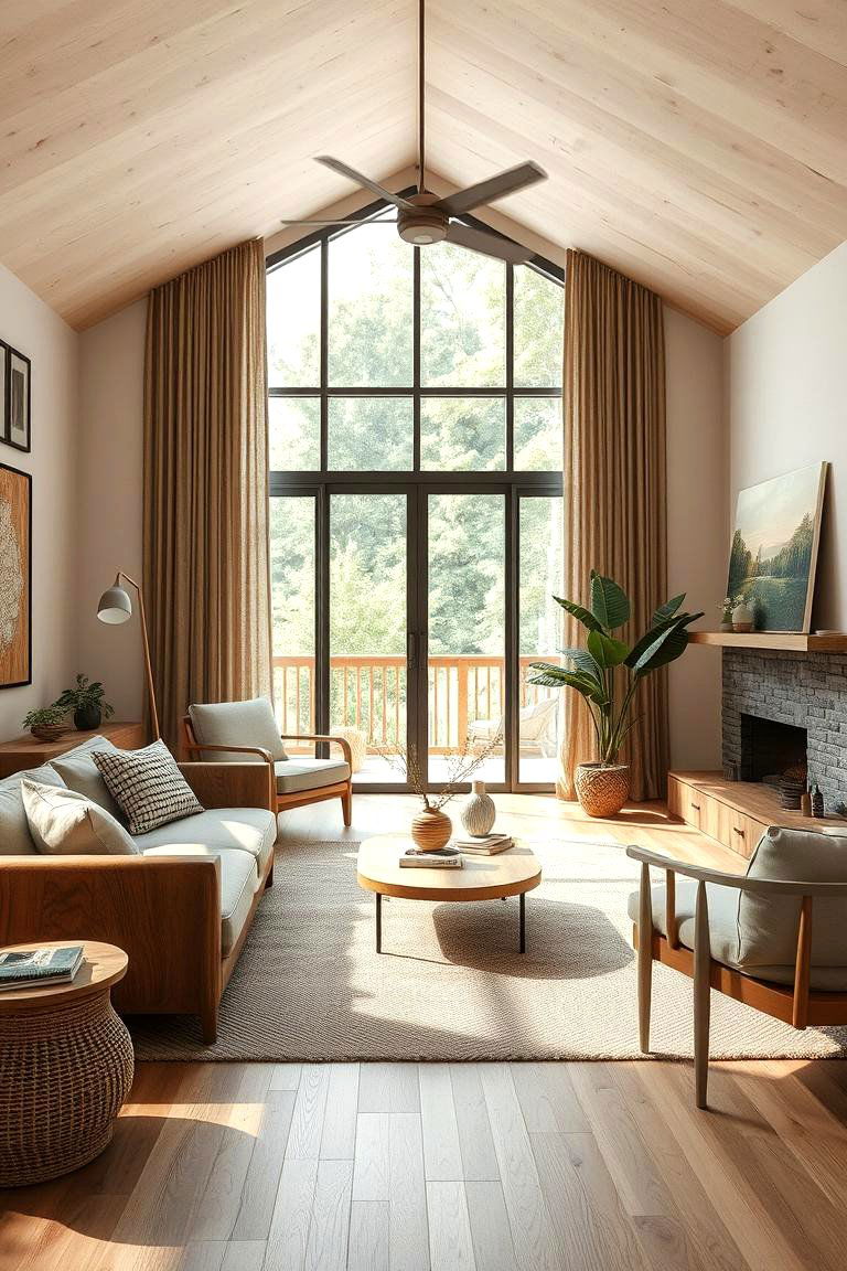 Natural Wood Accents - 24 Scandinavian Living Room Ideas