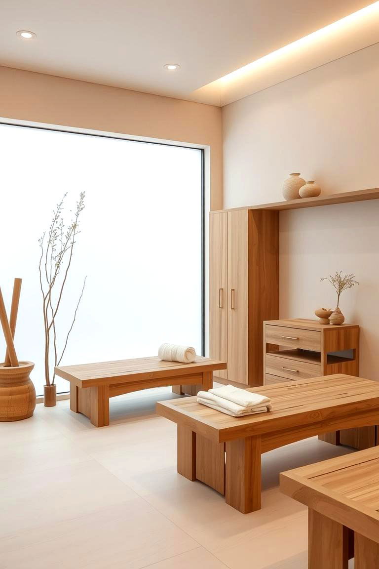Natural Wood Accents - 24 Spa Decor Ideas
