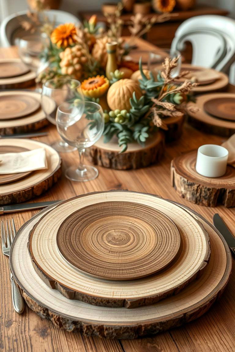 Natural Wood Accents - 24 thanksgiving table decor ideas