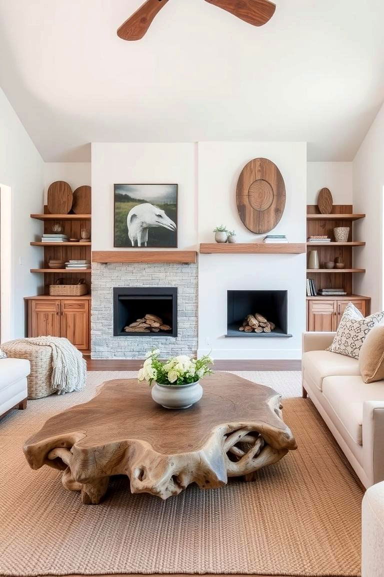 Natural Wood Accents - 24 Beach House Living Room Ideas
