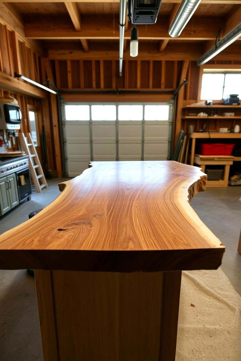 Natural Wood Countertops - 24 Rustic Garage Ideas