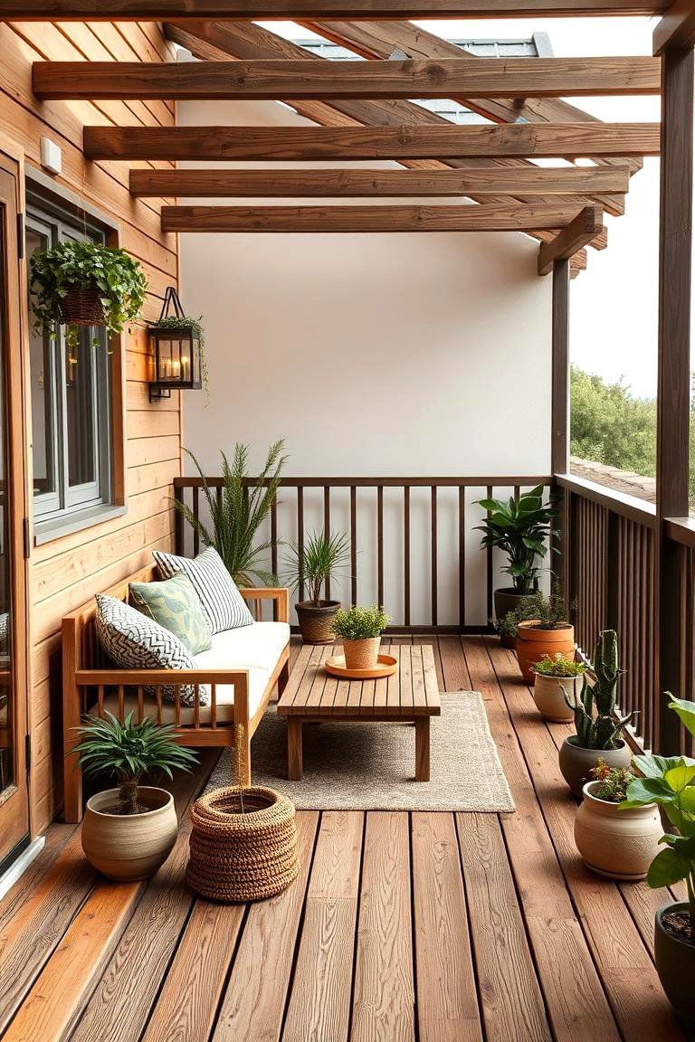 Natural Wood Deck - 24 Balcony Ideas