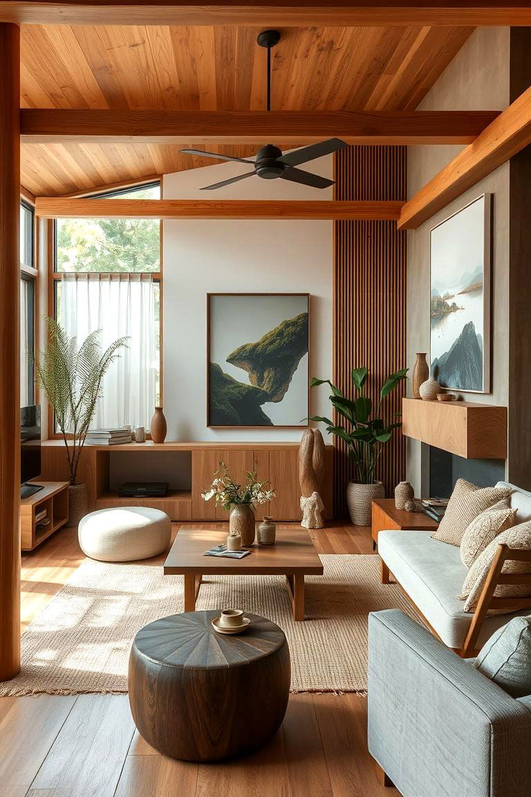 Natural Wood Elements - 24 Tropical Living Room Ideas