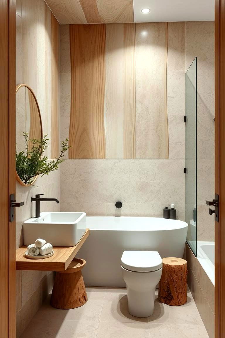 Natural Wood Elements - 24 Beige and White Bathroom Ideas