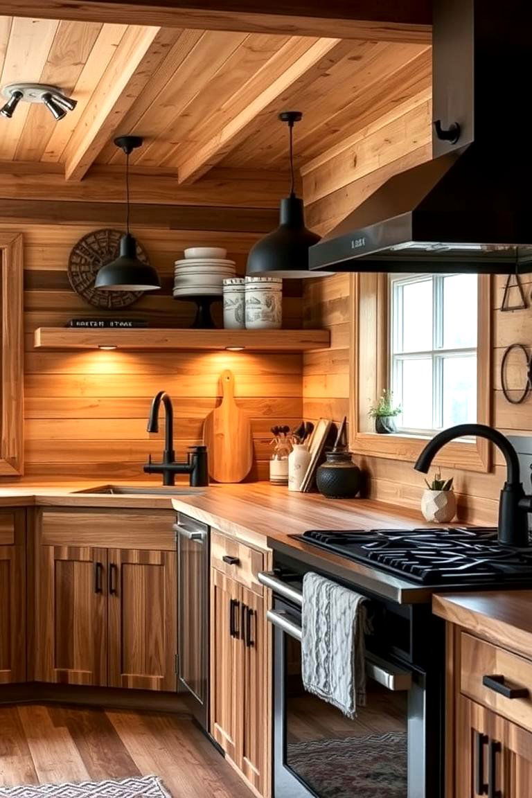 Natural Wood Elements - 24 Black and Brown Kitchen Ideas