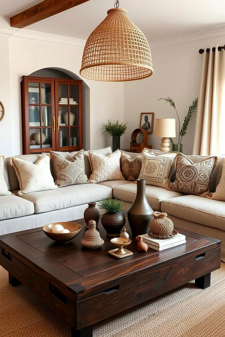 Natural Wood Elements - 24 Moody Boho Living Room Ideas