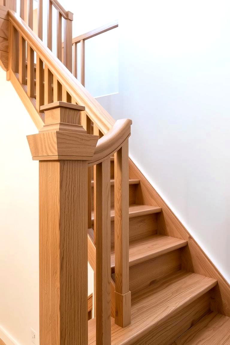 Natural Wood Finish Railing - 24 Wood Stair Railing Ideas