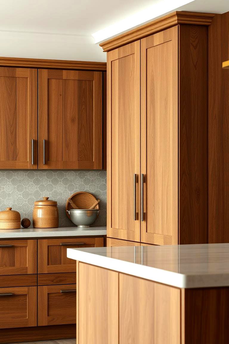 Natural Wood Grain Brown Cabinets - 24 Brown Kitchen Cabinets Ideas