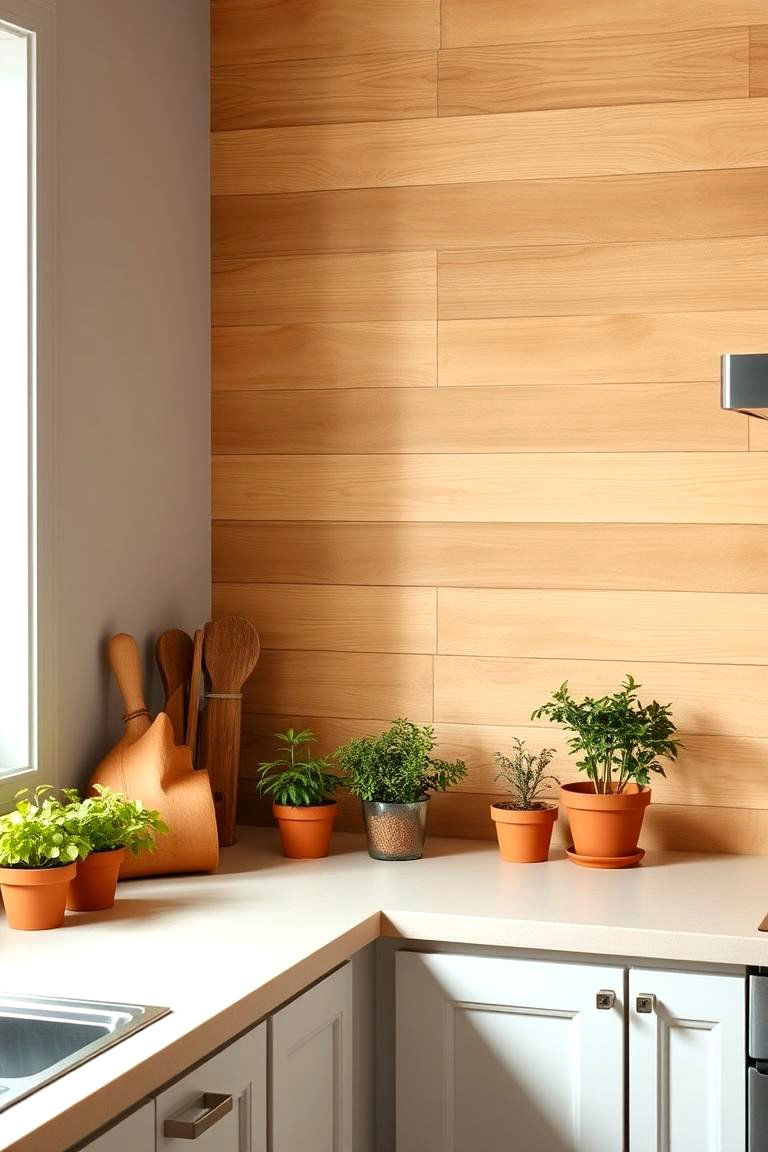 Natural Wood Paneling - 24 Kitchen Accent Wall Ideas