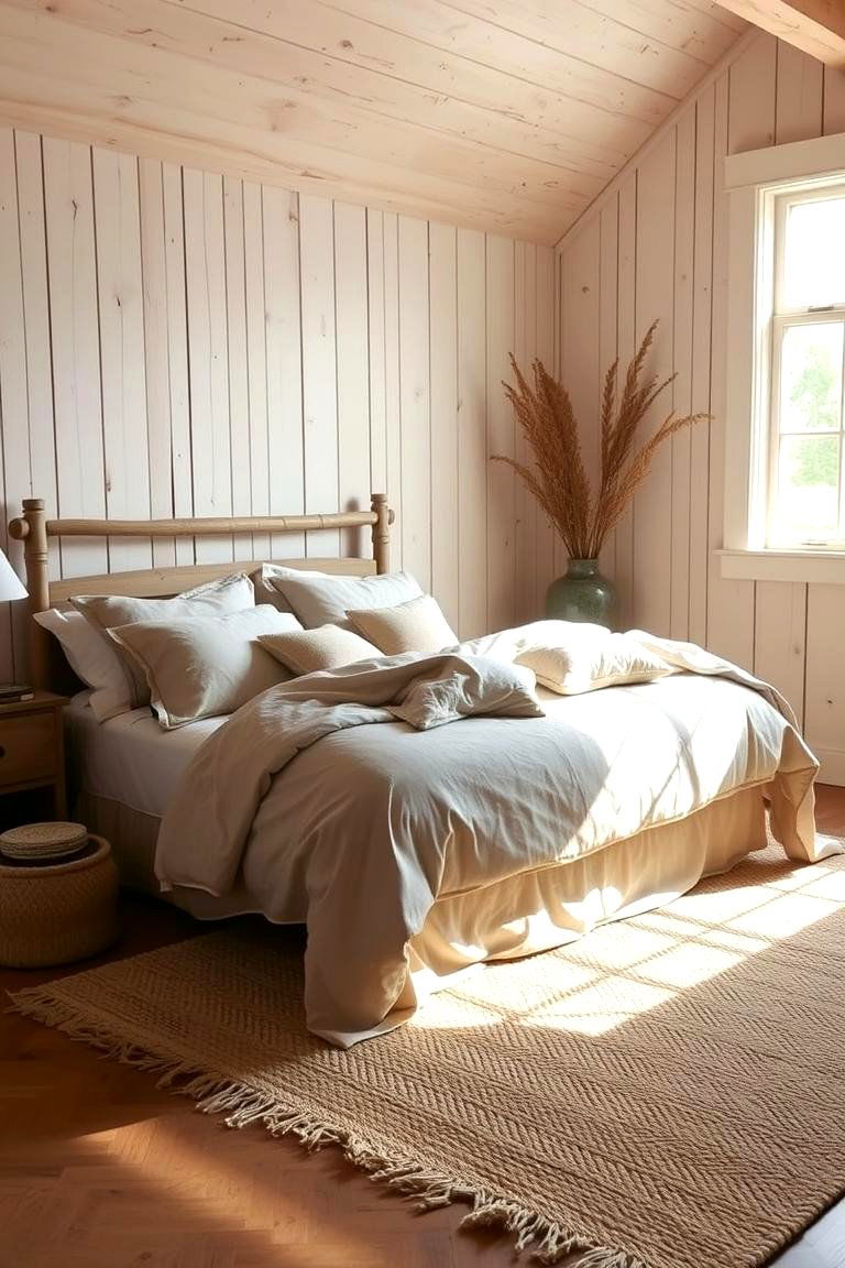 Natural Wood Shiplap for Rustic Charm - 24 Shiplap Bedroom Ideas