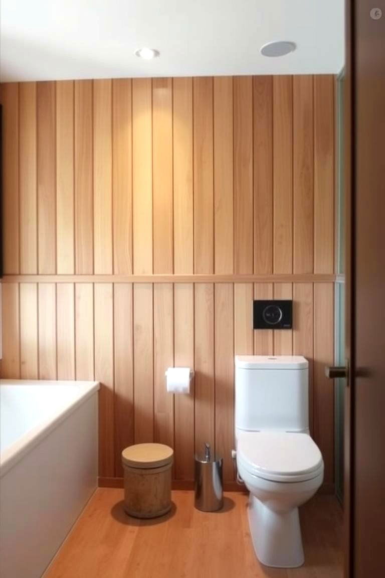 Natural Wood Slats - 24 Bathroom Wall Ideas