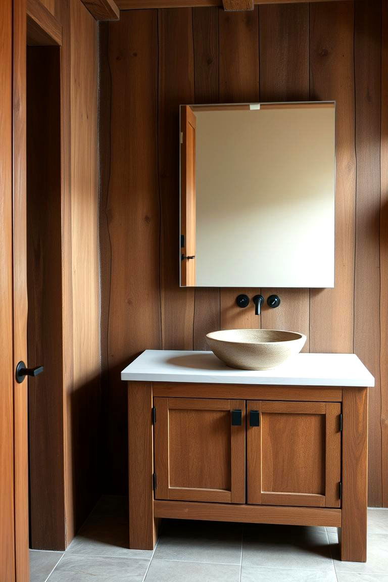 Natural Wood Vanity - 24 Rustic Bathroom Ideas