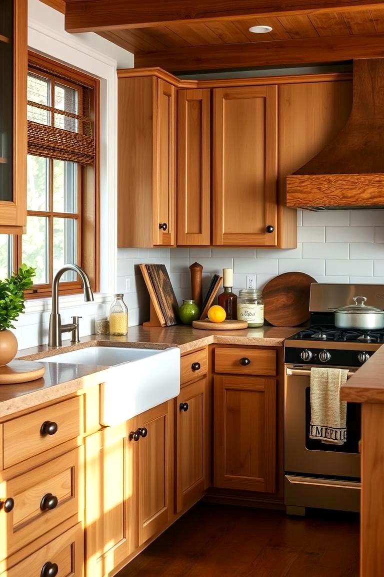 Natural Wood and Shaker Cabinets Harmony - 24 Transitional Kitchen Ideas