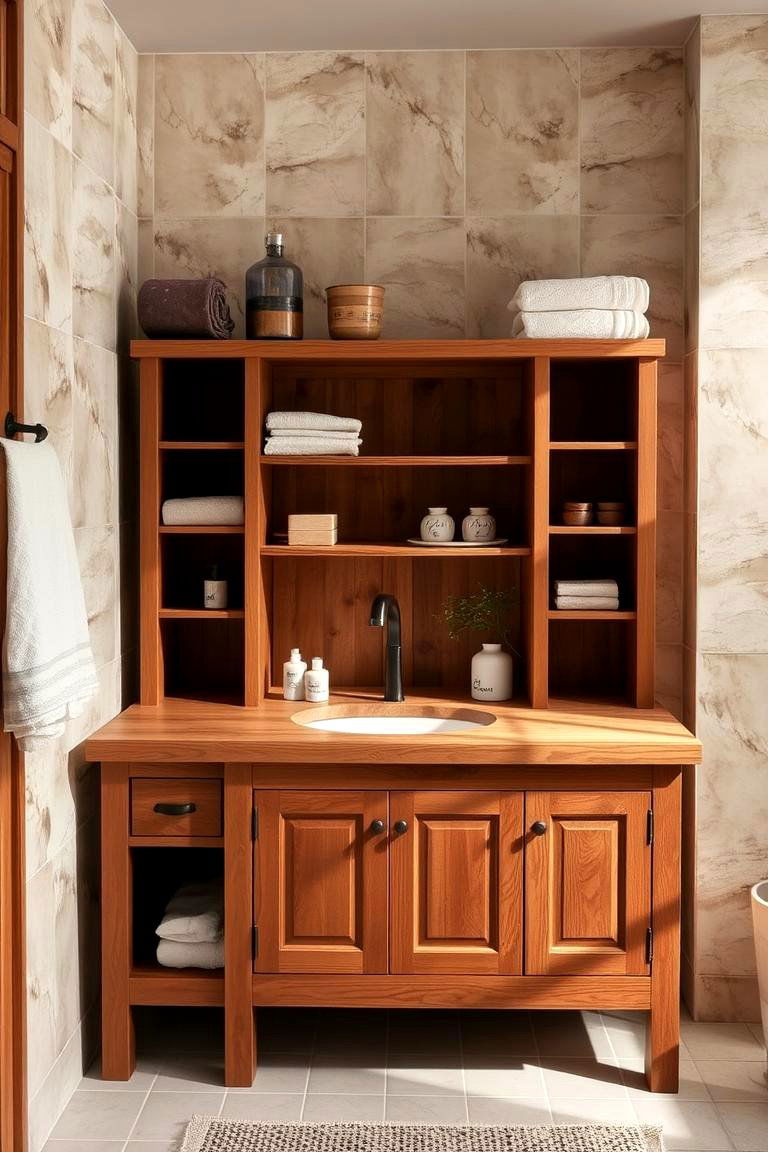 Natural Wooden Elements - 24 Elegant Bathroom Decor Ideas