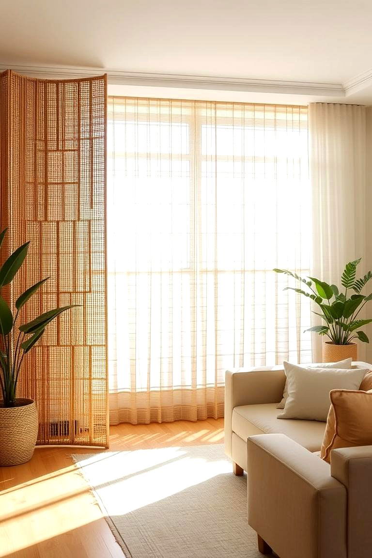 Natural Woven Bamboo Divider - 24 Room Divider Ideas