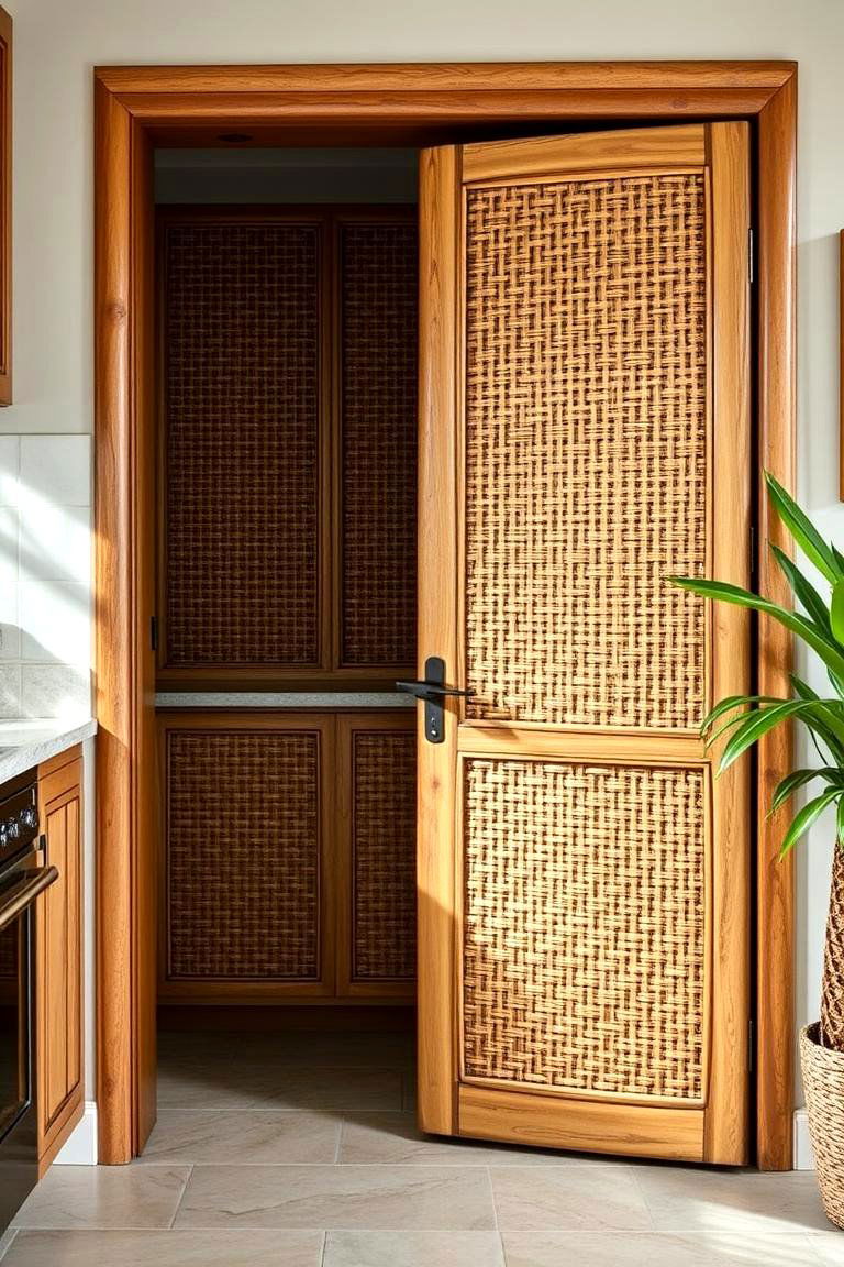 Natural Woven Rattan Door - 24 Kitchen Door Design Ideas