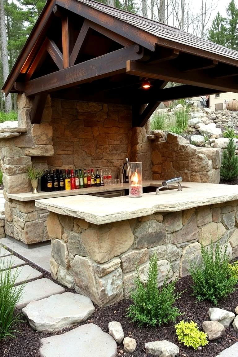 Naturally Rugged Fieldstone - 24 Outdoor Countertop Ideas