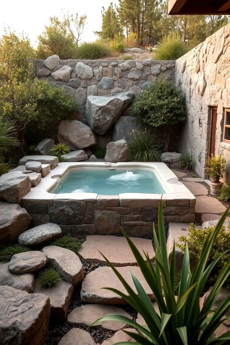 Nature Infused Hot Tub Retreat - 24 Sunken Hot Tub Ideas
