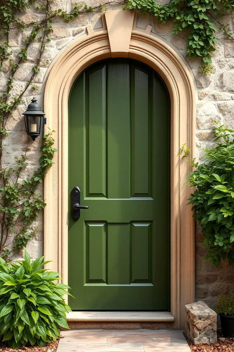 Nature Infused Olive Design - 24 Olive Green Front Door Ideas