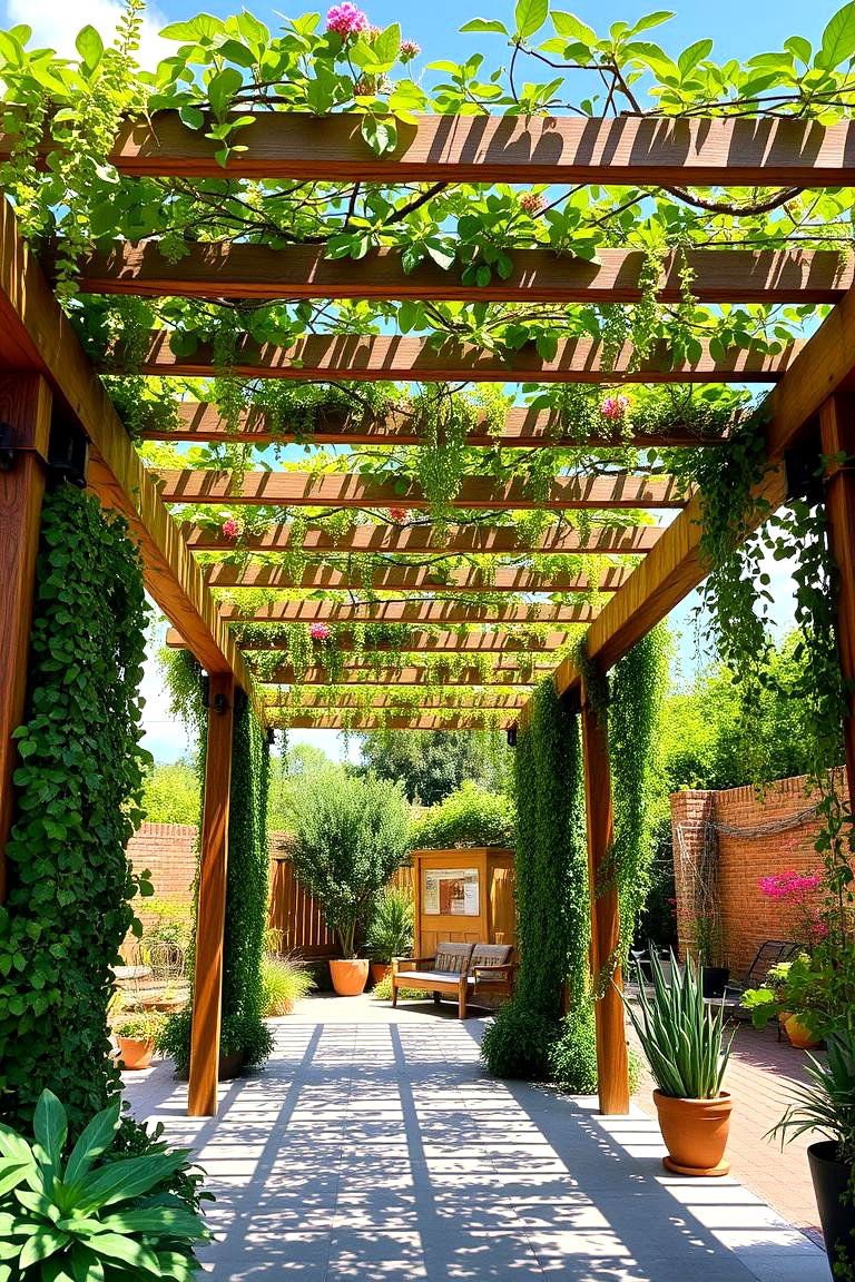 Nature Infused Pergola Shade with Vertical Gardens - 24 Pergola Shade Ideas