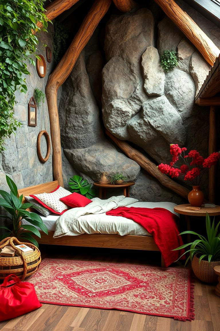 Nature Infused Red Elements - 24 Red Bedroom Ideas