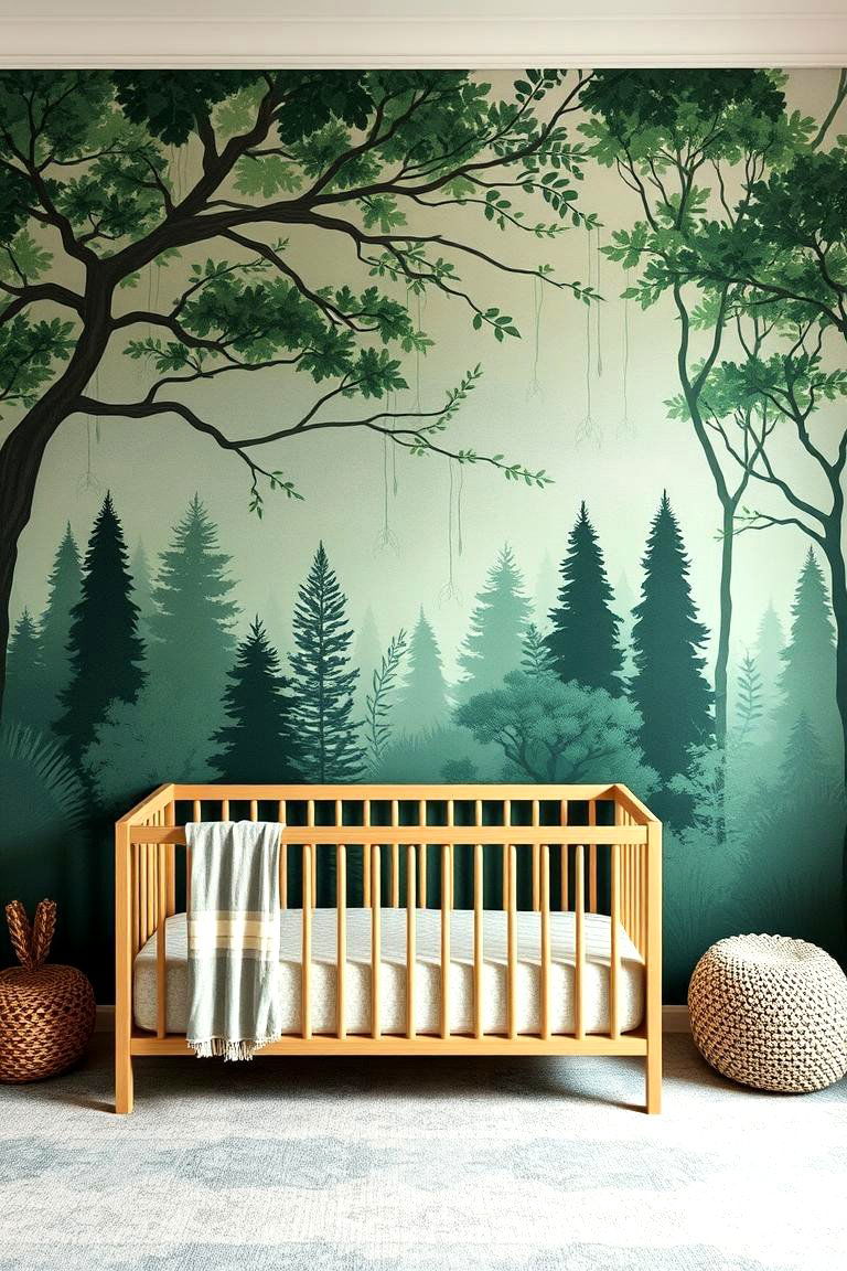 Nature Inspired Accent Walls - 24 Boho Nursery Ideas