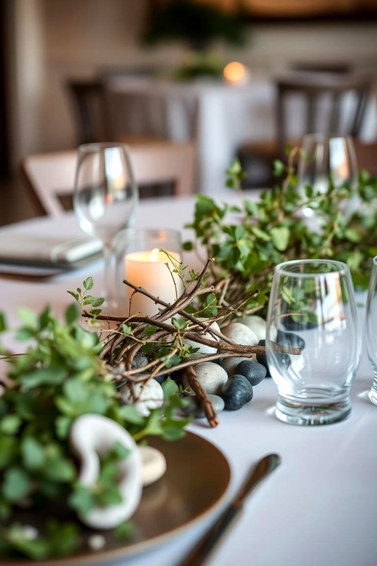 Nature Inspired Arrangement - 24 Dining Room Table Decor Ideas