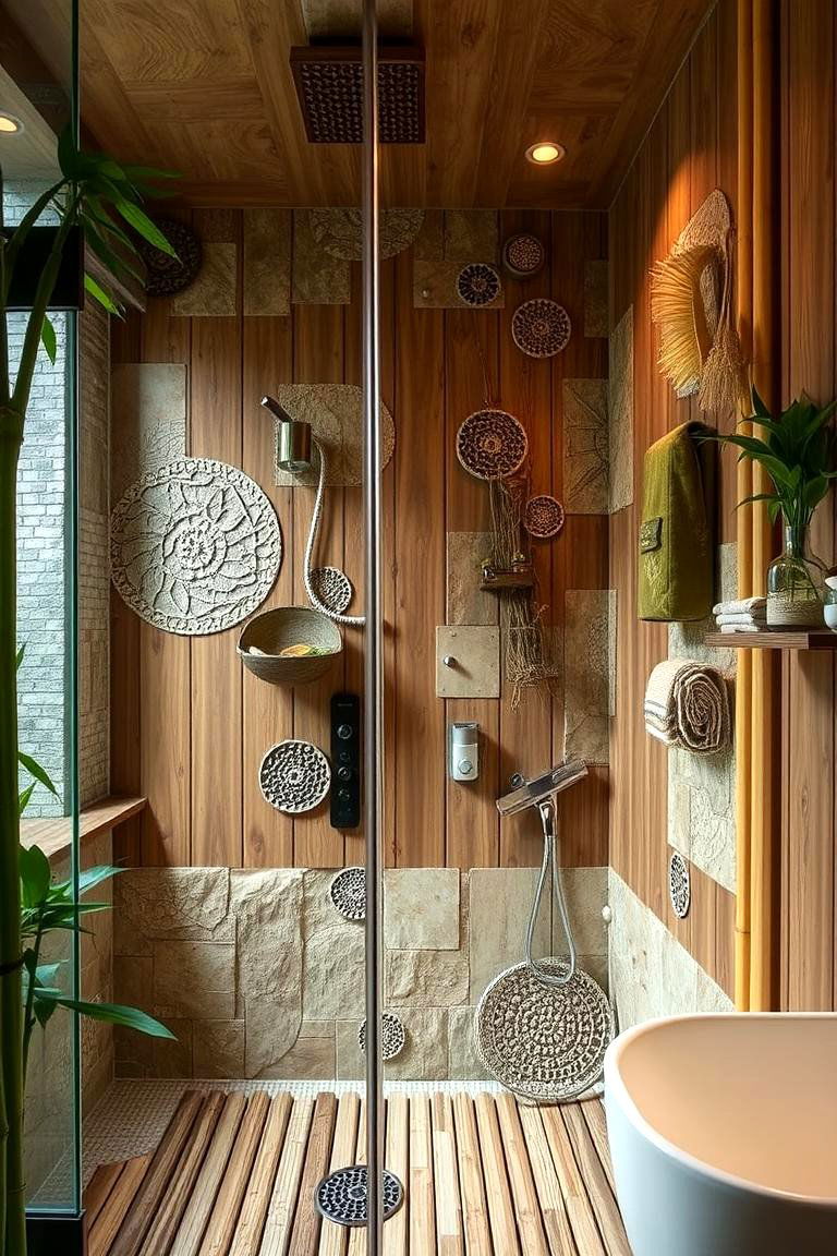 Nature Inspired Bamboo Shower - 24 Bathroom Shower Ideas