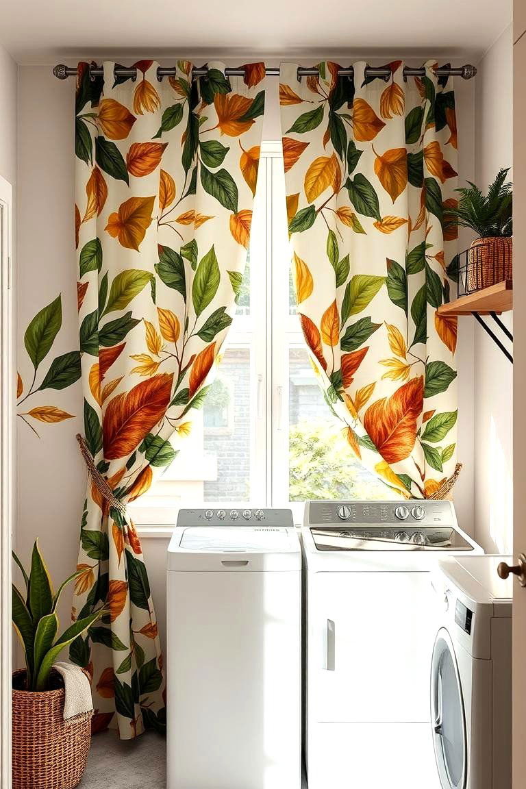 Nature Inspired Botanical Prints - 24 Laundry Room Curtain Ideas