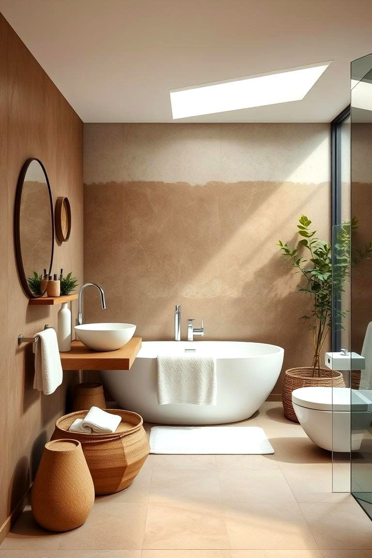Nature Inspired Brown Elements with White Accents - 24 Brown and White Bathroom Ideas