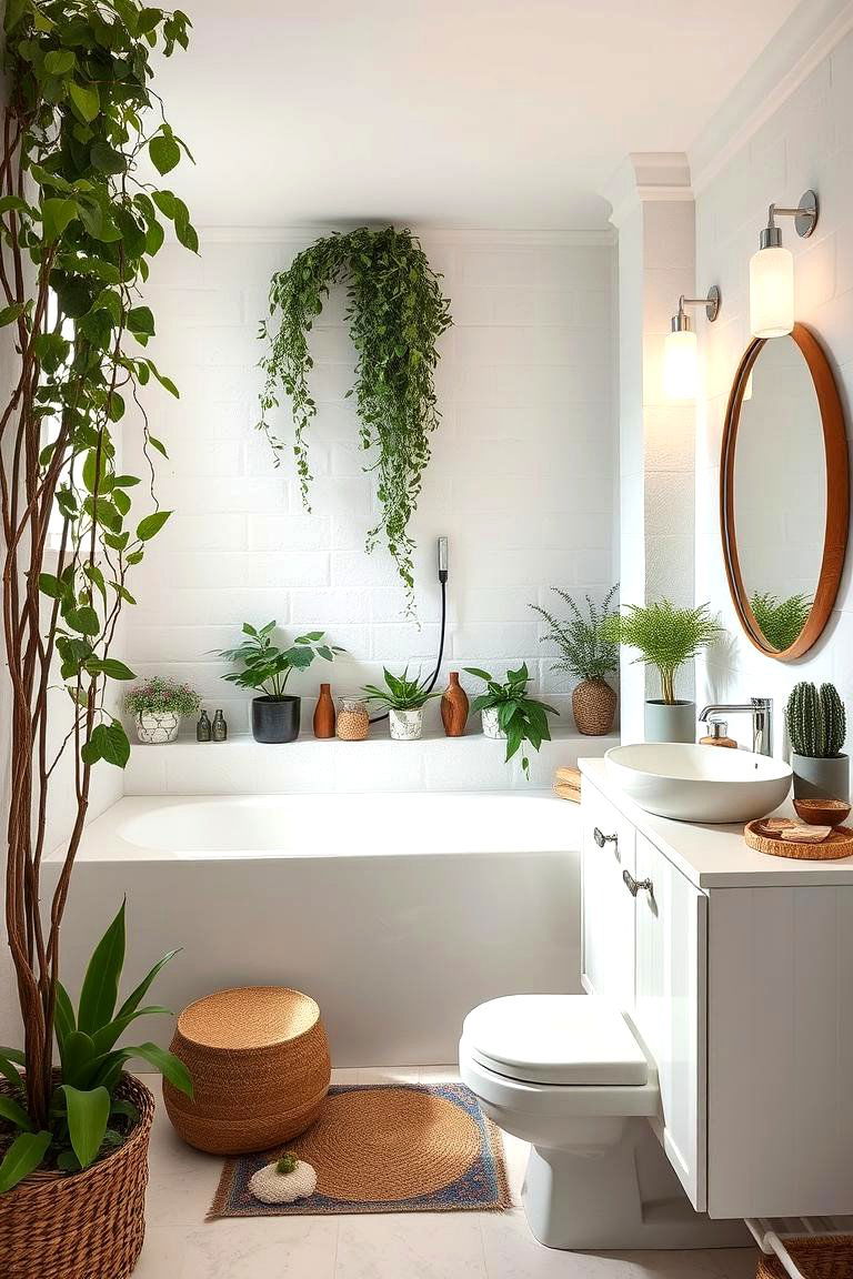 Nature Inspired Decor Elements - 24 Small White Bathroom Ideas