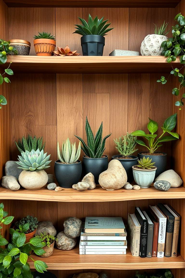 Nature Inspired Display - 24 Bookshelf Decor Ideas