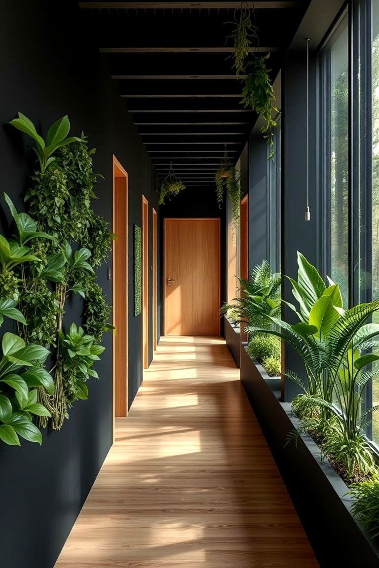 Nature Inspired Elements - 24 Black Hallway Ideas