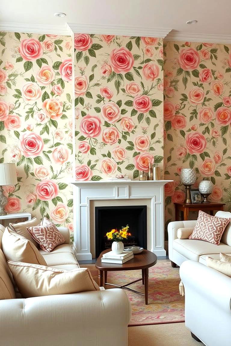Nature Inspired Florals - 24 Living Room Wallpaper Ideas