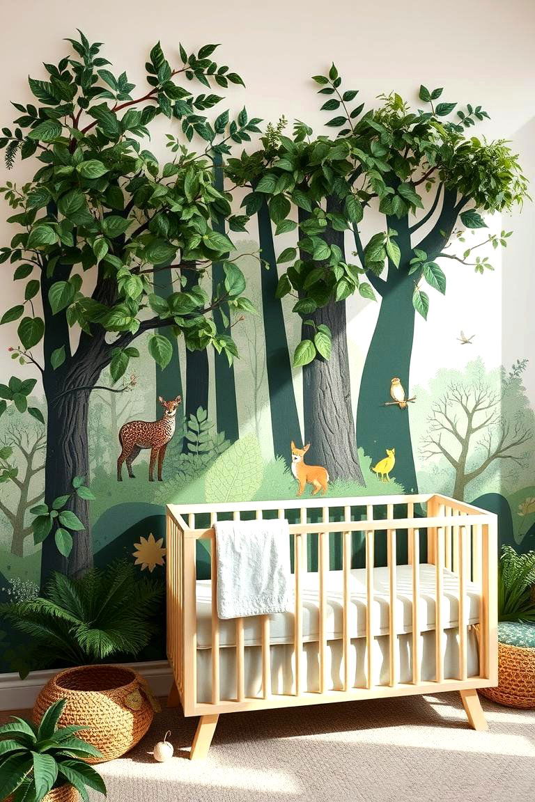 Nature Inspired Forest Scene - 24 Nursery Wall Decor Ideas