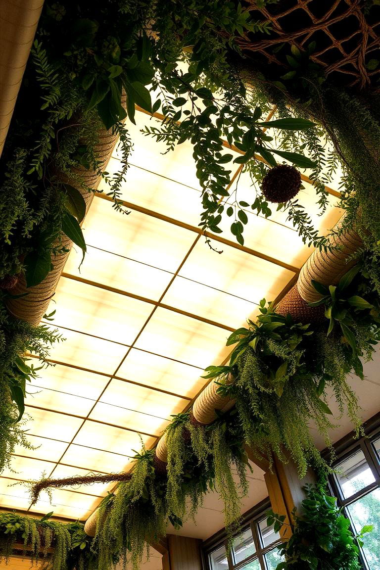Nature Inspired Greenery Accents - 24 Sunroom Ceiling Ideas