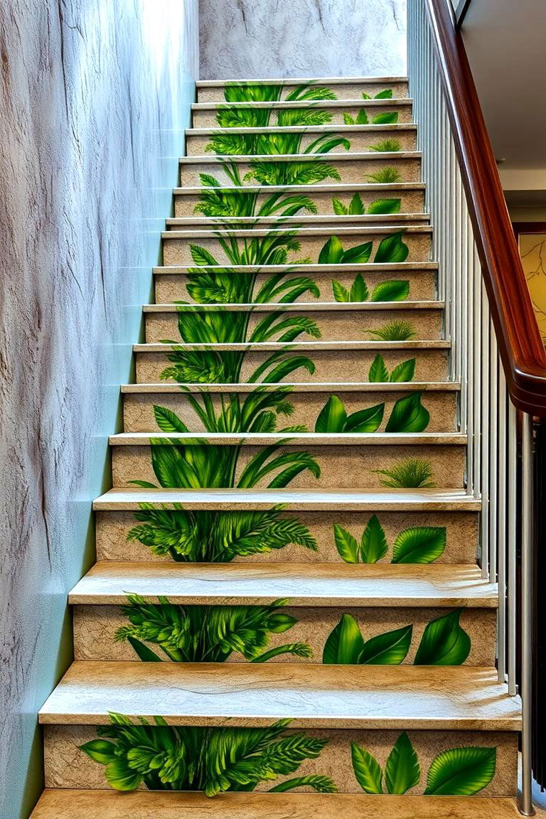 Nature Inspired Greenery Stair Risers - 24 Stair Riser Ideas