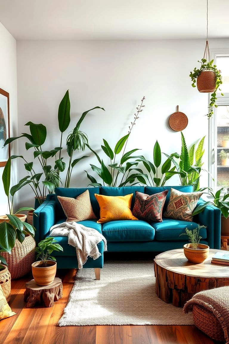 Nature Inspired Harmony - 24 Teal Couch Living Room Ideas