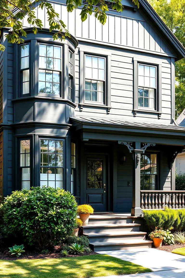 Nature Inspired Harmony - 24 Dark Olive Green House With Black Trim