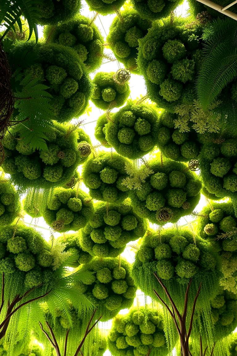 Nature Inspired Moss and Fern Ceiling - 24 Green Ceiling Ideas